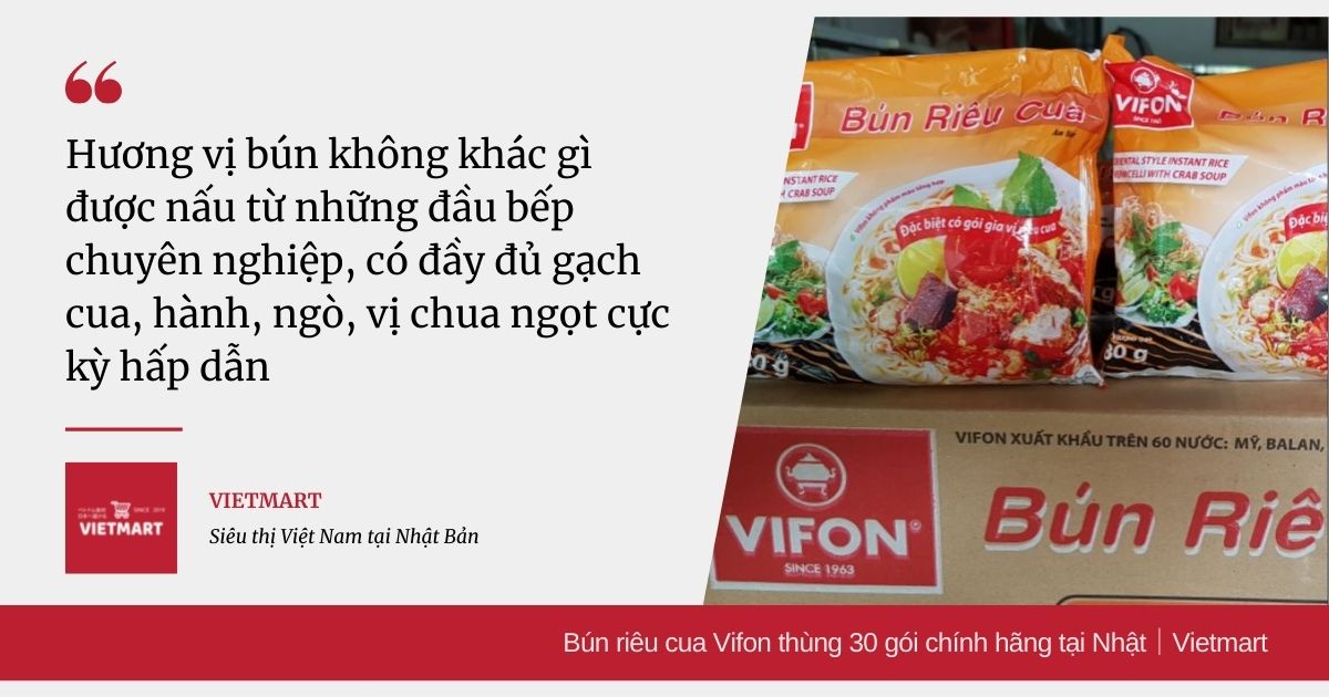 Bún riêu cua Vifon thùng 30 gói chính hãng tại Nhật｜Vietmart
