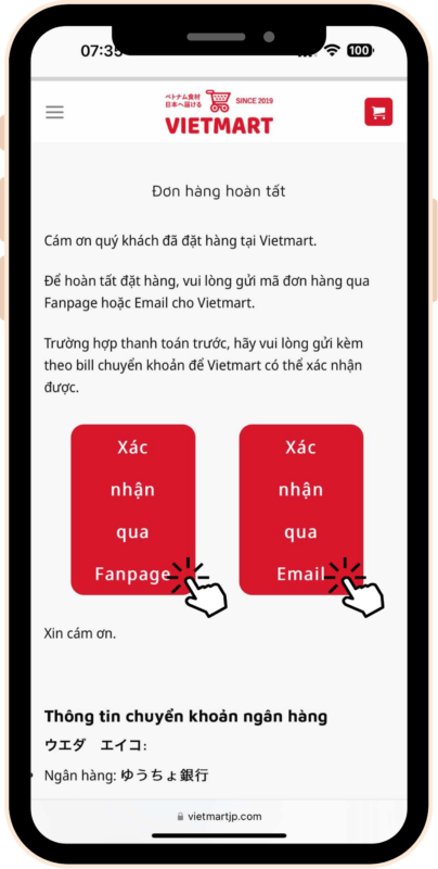 Bạn có thể chọn "xác nhận qua Fanpage" hoặc "Xác nhận qua mail"