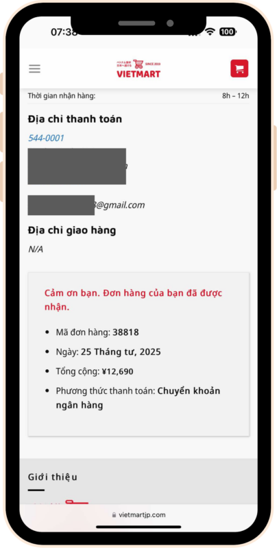 Sau khi hoàn tất thông tin, hệ thống sẽ hiện lên toàn bộ thông tin đơn hàng của bạn, hãy nhớ mã đơn hàng để xác nhận với nhân viên đặt hàng nhé!